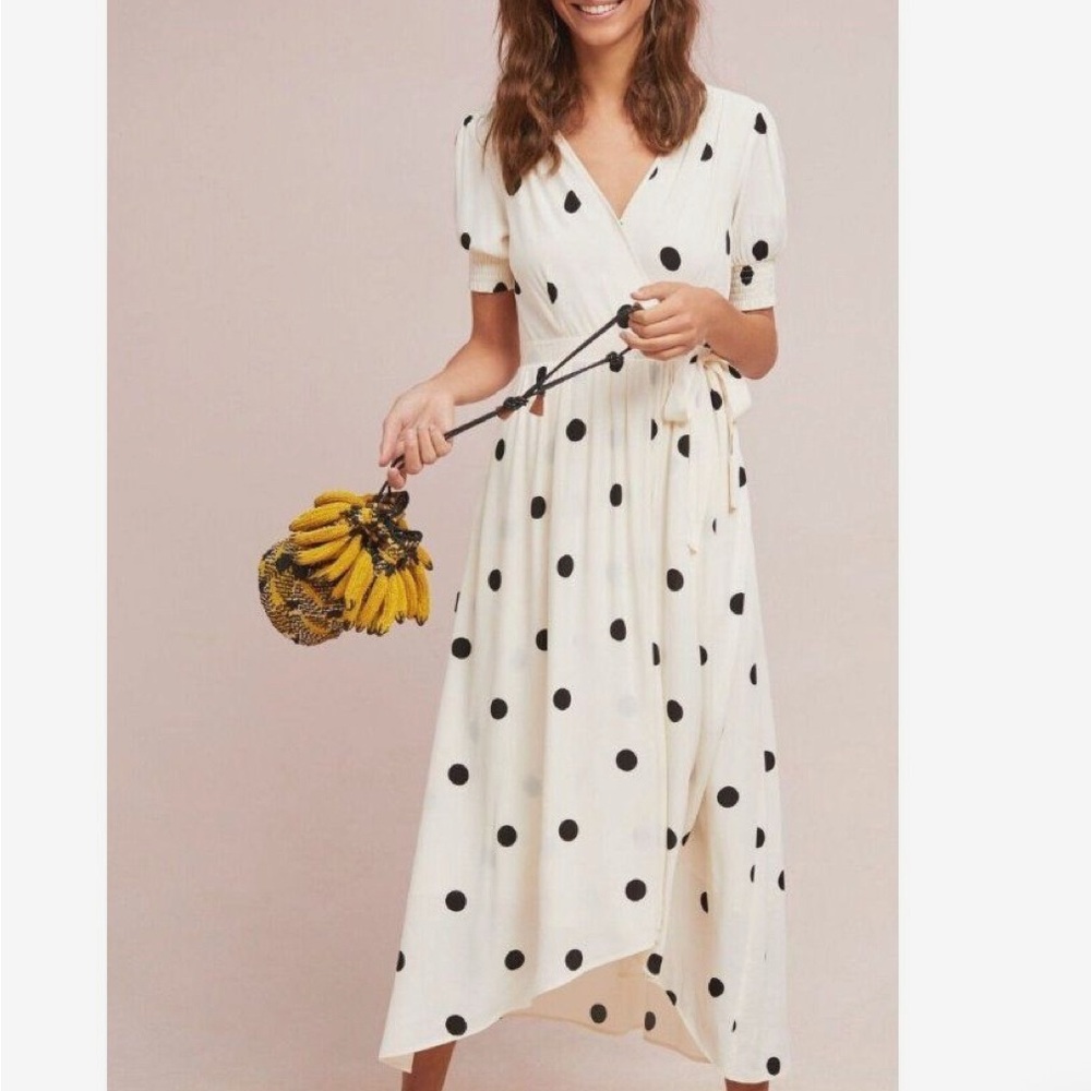 Maeve White Polka Dot Dress Anthropologie